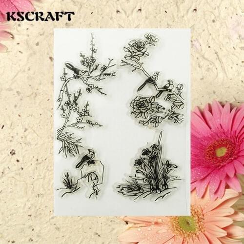 KSCRAFT Flower Transparent Clear Silicone Stamp/Seal for DIY scrapbooking/photo album Decorative clear stamp sheets 042