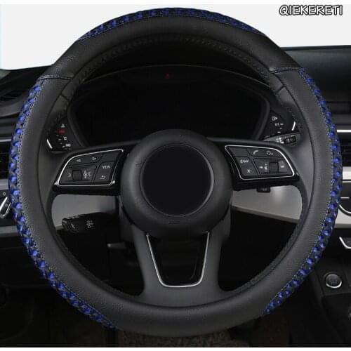 QIEKERETI Leather Car Steering Wheel Cover For Isuzu D Max Trooper Rodeo Mux Ertiga APV Ignis Edition SX4