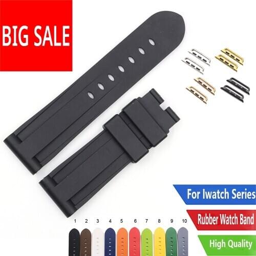 CARLYWET Fashion 38 40 42 44mm Pure Black Silicone Rubber Replacement Wrist Watchband Strap Loops For Iwatch Series 4/3/2/1