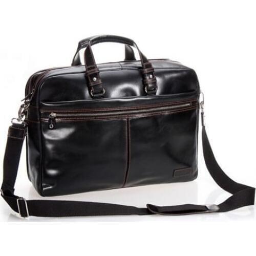Luxury Men Leather Briefcase Men Business Bag Genuine Leather Briefcase male 15"Laptop Bag portfolia attache office Bag Black