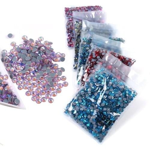 Hotfix Rhinestone Color AB Strass Iron On Crystals Heat Press Rhine stones with Grey Glue for Garment Dress