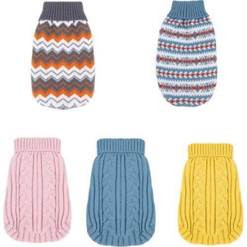 Soft Patterned Dog Sweater Shirt Turtleneck Dogs Pullover Vest Sweatshirt Knitted Pet Sweaters Puppy Cat Clothes For Small Dogs