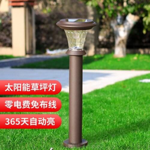 Solar light outdoor waterproof led cylindrical stainless steel villa garden light landscape solar lawn ground plug light