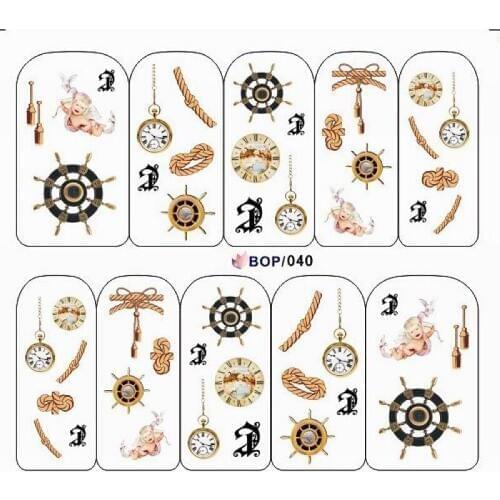 UPRETTEGO NAIL ART WATER DECAL SLIDER NAIL STICKER SHIP ANCHOR FRAME FRUIT APPLE BANANA CHERRY GRAPE BOP040-047