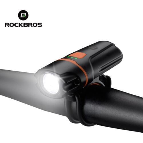 ROCKBROS Mini Bicycle Headlight USB Rechargeable MTB Road Bike LED Front Light Waterproof Cycling Flashlight Power Bank Orange