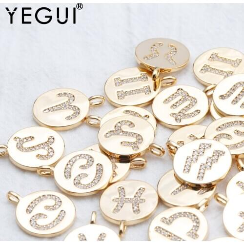 YEGUI M816,jewelry accessories,18k gold plated,0.3 microns,diy zircon pendants,jewelry making,charms,diy earrings,6pcs/lot