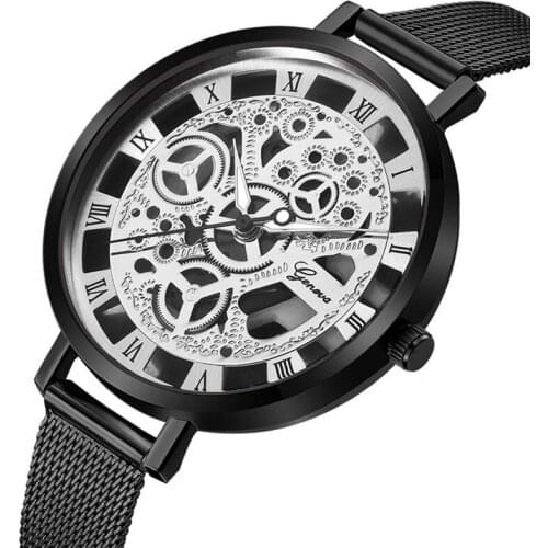 GENEVA Womens Watch 2020 Fashion Ladies Watches For Women Gold Watch Women Simple Bracelet hollow steel belt Clock Montre Femme