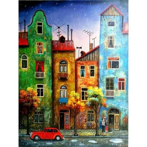 Scenic Full Square Diamond Painting Cross Stitch Childrens Room Decor DIY Cartoon House Diamond Embroidery Patterns Rhinestone