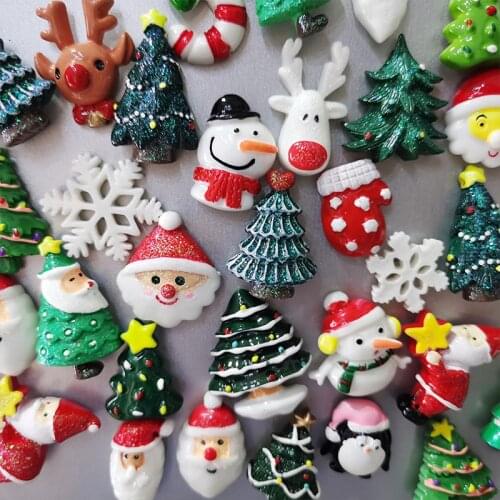 1 Set Christmas Decoration Fridge Magnets Santa Claus Resin Accessories Christmas Accessories DIY Ornaments Home Decoration Gift