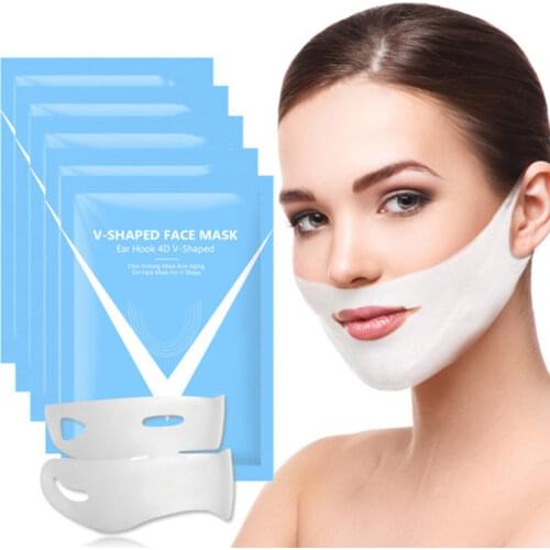 1PC V Shaped Face Thin Face Mask 4D Double Lifting Facial Mask Slimming Stretch Anti Cellulite Wrinkle Face Lift Tools