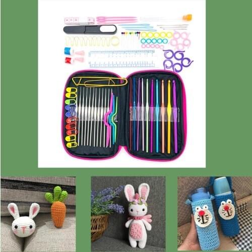 100pcs Crochet Color Aluminum Crochet Set Metal Crochet Sewing Tools Yarn Knitting Needles Sewing Tools