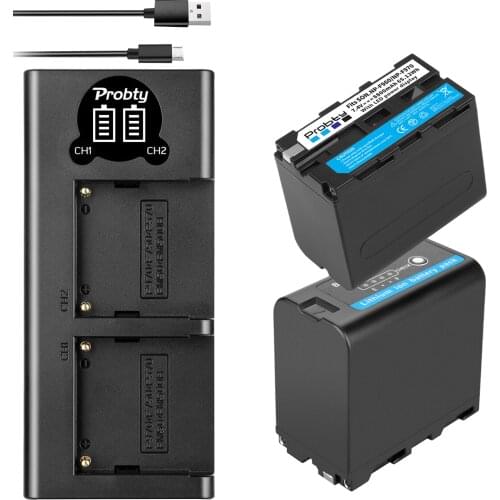 2 PCS 7800mAh NP-F970 NP F970 power display battery + LED USB dual charger, suitable for SONY F930 F950 F770 F570 CCD-RV100