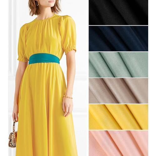 6Colors! 115CM Wide 30MM Solid Color Heavy Silk Crepe de Chine Fabric for Summer Spring Dress Shirt Cheongsam Pants Suit DE1044
