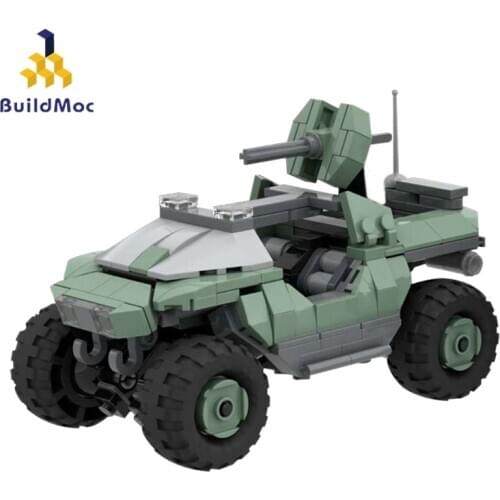 Buildmoc Movie Game WW2 Military Truck MOC-32633 Halo Warthog Vehicles Technical Car Figures Building Block Bricks Kid Toy Gift