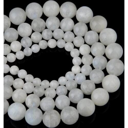 Chanfar High Quality Natural Blue Moon Stone Round Beads For Jewelry Making DIY Bracelet Necklace 6/8/10/12 Strand