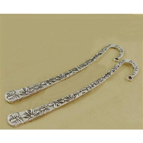 10 PCS 21*125MM Antique Silver Color Bookmark Vintage Style Metal Alloy Delicate Flower Butterfly Carved Bookmark Settings