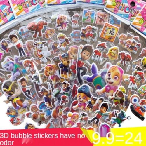 Paw Patrol Children Cartoon Stickers Kids 3d Bubble Paste Kindergarten Reward Skicker TV Refrigerator Ipad Mobile Phone Sticker