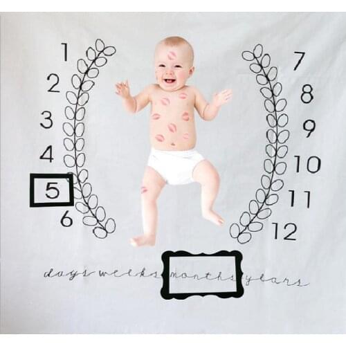 Newborn Baby Weekly Monthly Milestone Photo Blanket Background Receiving Cloth Infant Kid Diaper Photography Props Accessories