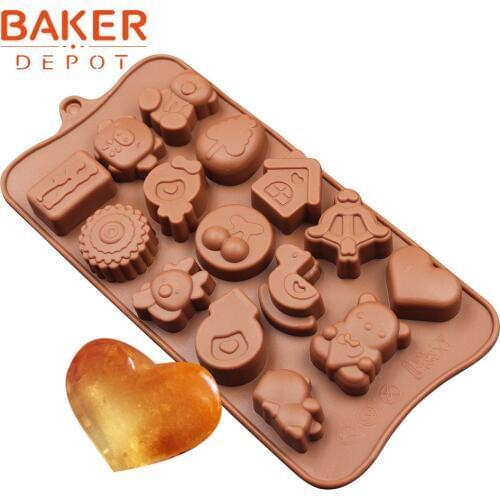 Duck shape chocolate mold animal soap cake bakeware tool Cherry design candy gummy biscuit mold baking pastry mould 15 lattices