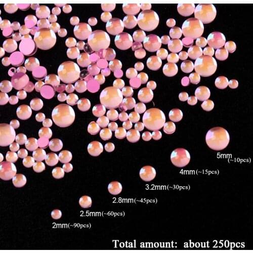 Glossy Round Mix Size Mocha Pink Korean Fashion 3D Nail Art Rhinestone Flatback Crystal Stones For DIY Nail art Decoration