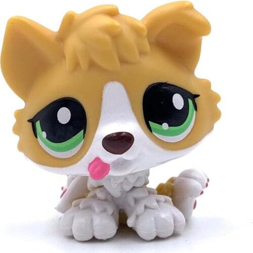 LPS CAT 3CM MINI Custom-made Baby Puppy for Littlest pet shop Toy collie dog #272 yellow Body green Eyes 1 Inch LPSCB