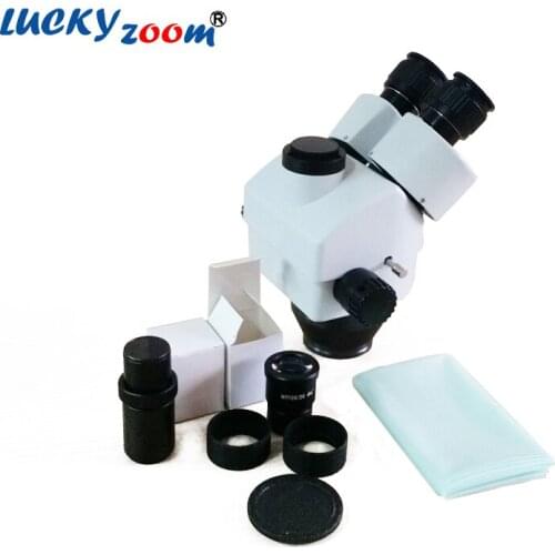 Luckyzoom Brand 3.5X-45X Trinocular Stereo Microscope Head 0.5X lens Microscopio Accessories For 76MM Focuse Arm Free Shipping
