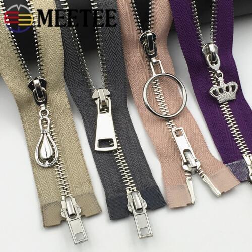 1pc Meetee 80/100/120cm Auto Lock Metal Zipper Double-slider Zippers for Jackets Coat DIY Bag Clothing Sewing Accessories ZA157
