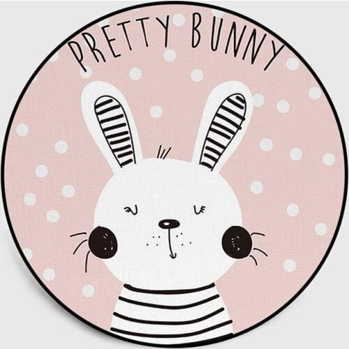 Cute cartoon bunny childrens room non-slip round small floor mats floor mats bedroom living room home decoration