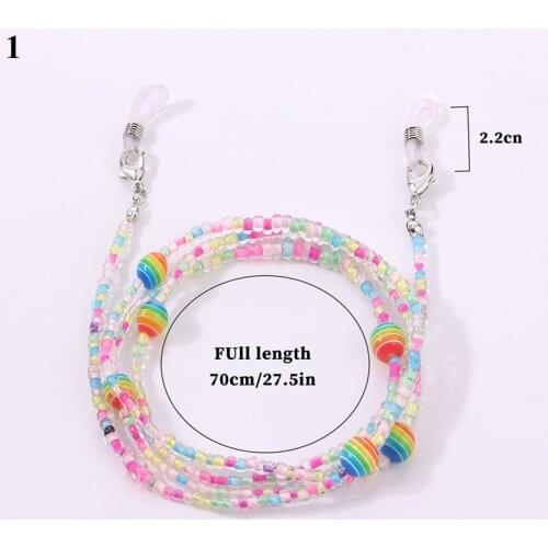 Fashion Rianbow Color Beaded Glasses Chain Summer Mask Chain Women Girls Sunglasses Lanyard Glasses Holder Eyewear Party Jewelry
