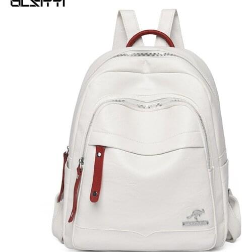 Soft Anti-theft Waterproof Leather Travel Backpacks for Women 2021 New Laptop Bags Roomy Business Shoulders Bag Mochila