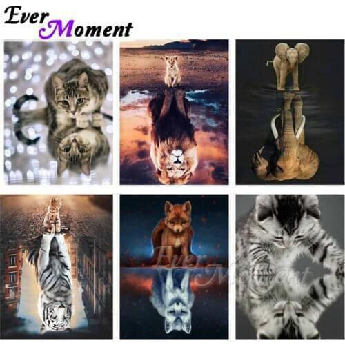 Ever Moment Diamond Painting Set Dog Cat Animal 5D Full Square Drills Paint By Diamonds Art Craft Kit Home Decoration ASF2186