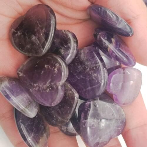Natural Amethyst Heart Shape Massage Quartz Mineral Reiki Healing
