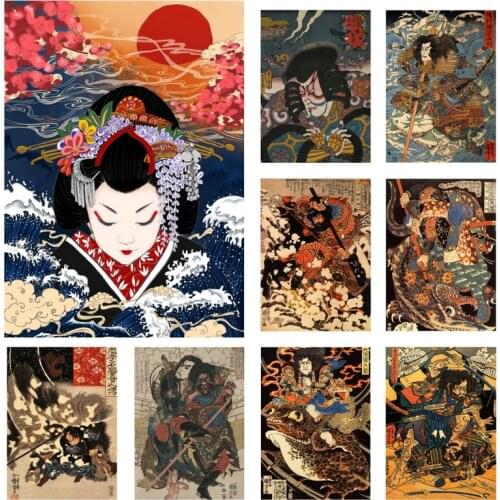 New 2020 Ukiyoe Poster Japan Portrait Canvas Painting Mural Japanese Retro Samurai Asian Warrior Wall Art Home Decoration