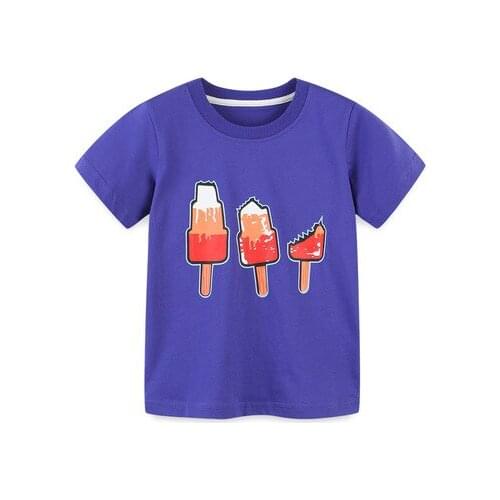 2021 Korean Style Summer New Childrens Short-sleeved T-shirt Knitted Cotton Cartoon Round Neck Girl T-shirt Toddler Casual Tees