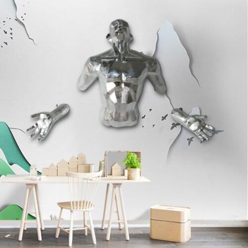 NEW MODERN 3D CHARACTER SCULPTURE ANGEL MAN WALL HANGING STATUE HOME DECORATION HANDICRAFT EUROPEAN RETRO CREATIVE ART FIGURINE