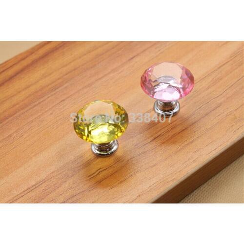New Arrival High Quality Crystal Drawer Knobs Pink Yellow Crystal Drawer Pulls Free Shipping