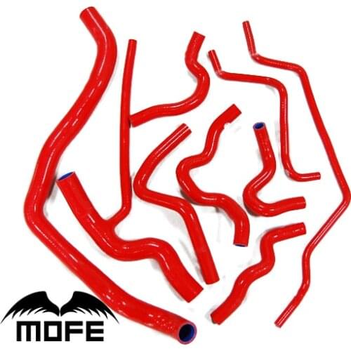 MOFE Original Logo 9PCS 3 Ply Heater Radiator Coolant Silicone Hose Kit For Saab 9 3 9-3 2.0T 03-09 Red