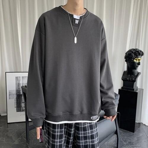 2021 Autumn Loose Sweatshirts Mens Harajuku Hoodies Male Casual Oversize Pullovers Japanese Street Outwear