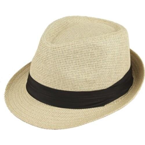 Unisex Beach Staw Sun Hats Stylish Women Men Panama Jazz Hats Cowboy Gangster Cap With Black Belt Hot Sales Caps