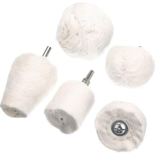 5Pcs/Set Car Polisher Polishing Buffing Wheel Waxing Pads Kit Cotton Cloth Wheel with Handle For Stainless Steel Aluminum