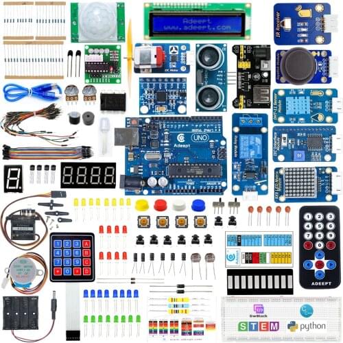 Adeept Upgrade Ultimate Starter Kit Compatible with Arduino IDE, Drag-and-Drop Coding, C & Python Code, 37 Projects, 628 Pages P