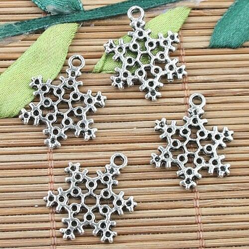 Tibetan Silver 2sided snowflake design charms 40pcs EF0039