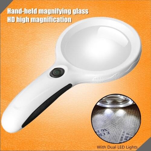 Handheld 2.5X/8X lamp lighting magnifying glass microscope jewelry repair tool reading magnifying glass for the elderly