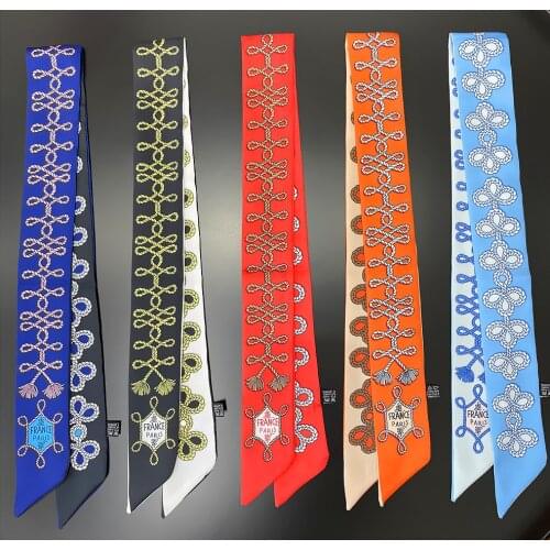 Knot Print Summer Scarf 2021 Luxury Brand Design Women Skinny Bag Scarves Hair Band Neck Silk Scarf For Ladies Foulard Headband