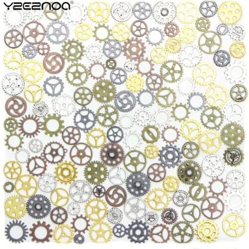 Steampunk Vintage Metal Mixed Gears Cog Wheel Charms Pendant Sets For DIY Pendant Jewelry Accessories (about67pcs)/lot 110g