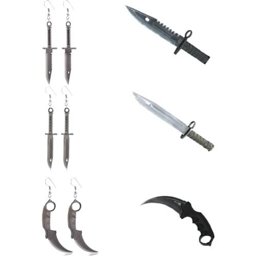 Counter Strike Drop Dangle Earrings Claw Knife M9 Bayonet Fashion Game CSGO For Cosplay Lovers Women Men Gift Accessories
