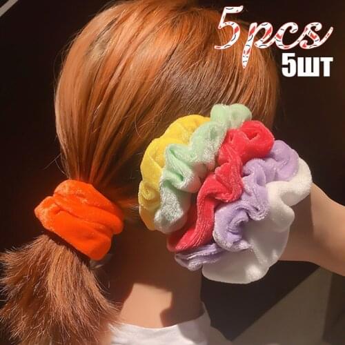 1/5pcs Velvet Hair Bands Scrunchie Hair Ties Ponytail Holders Rubber Band Girls Hair Accessories for Women Scrunchies Pack