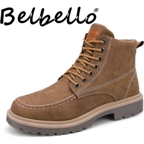 Winter new style mens boot rise joker breathe freely boot British style mens caravan frock leather boot high Martin boots