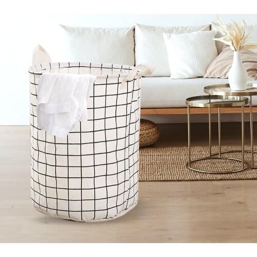 Foldable Laundry Basket Japanese Cotton Linen Fabric Waterproof Dirty Laundry Toy Clothes Storage Basket