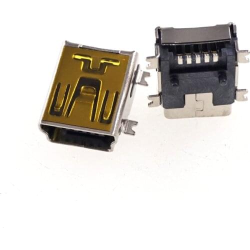 10Pcs Female Mini USB Connector 2.0 B Type 5 Pin Receptacle SMD Mount Reflow Solderable Material With 2 Locators